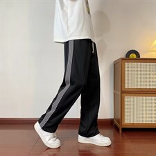 秋季ins潮牌垂感休闲裤高街百搭阔腿裤港风条纹运动裤男K4501-P33，男装休闲裤，星座512-2