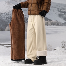 冬季仿兔毛绒直筒冲锋滑雪裤男女防寒休闲登山裤D7048-TP5088，男装休闲裤，电商A102
