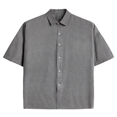 美式工装衬衫短袖夏季宽松纯棉脏染衬衣男A436-0601E-P4068，男装衬衫，电商A436