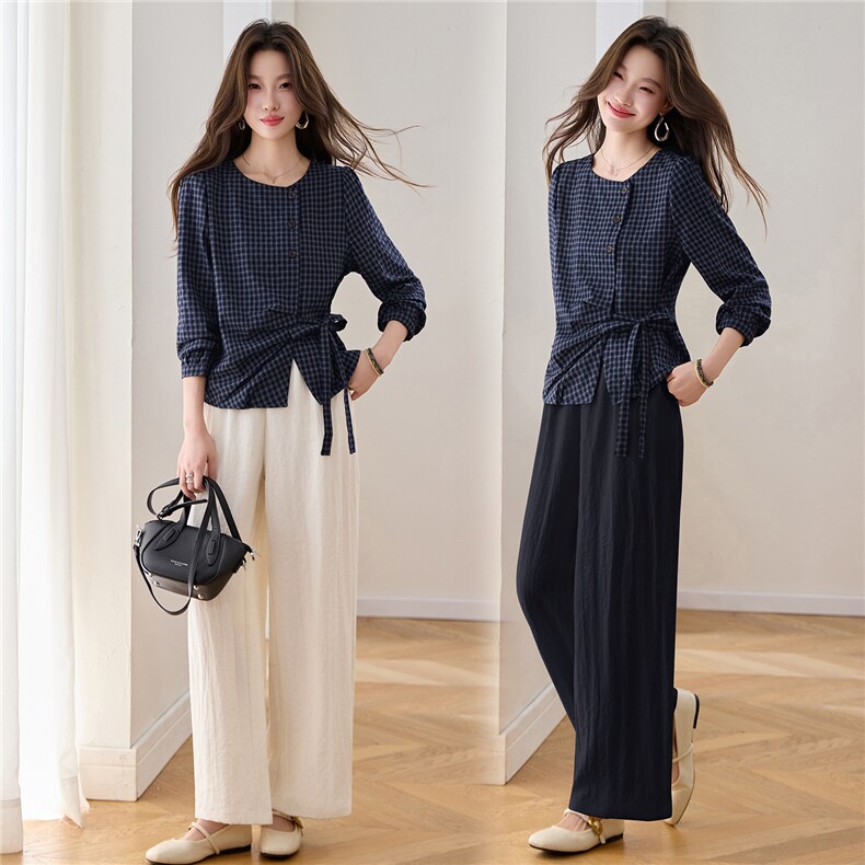 开春穿搭套装2026夏装小众设计感衬衫天丝裤轻熟不撞款气质两件套，女装套装/套裙，涵誉