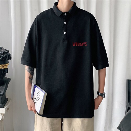 PL57113-P35 翻领短袖polo衫男大码胖子半袖t恤男有领保罗衫 模特图片
