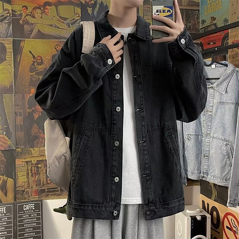 牛仔外套男韩版潮流痞帅衣服炸街工装夹克春秋原宿风外衣 J409图片