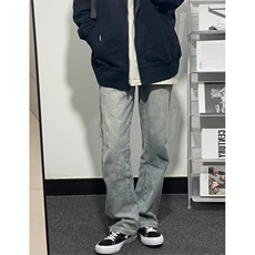 街头水洗做旧牛仔裤男春秋直筒宽松欧美高街vibe风长裤子NWG27，男装牛仔裤，星座1116A（原606A-3）