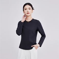 2025年秋季新款精爽女士棉短袖时尚休闲通勤百搭，女装T恤，硕诚羊绒