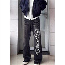 微喇牛仔裤男春秋美式高街vibe裤子修身显瘦直筒弯刀裤N62，男装牛仔裤，星座1116A（原606A-3）