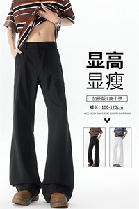 美式高街弯刀裤微喇裤子男款190cm115高个子加长直筒西裤KZ060P50图片