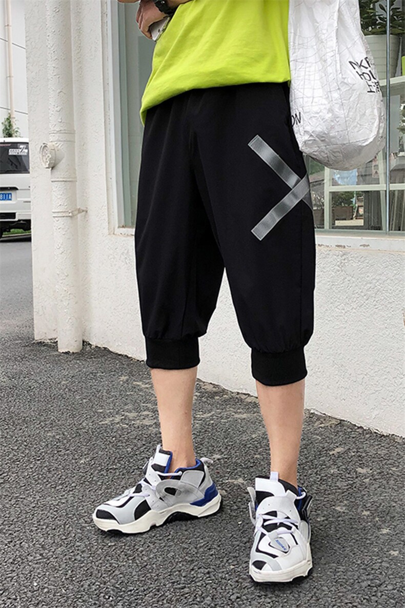 文艺灰色夏季宽松工装裤子日系七分裤A061-K159-P45锦纶90氨纶10,男装休闲裤,电商A061