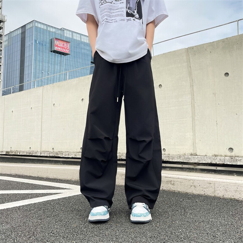 夏季新款轻薄伞兵裤潮流宽松褶皱设计户外冲锋裤，男装休闲裤，星座410-7