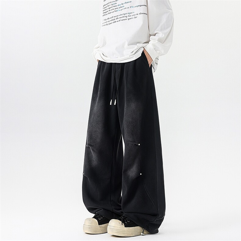 潮牌直筒运动卫裤男女垂感美式复古裤子宽松设计感休闲裤K9164P58，男装休闲裤，电商D206-1