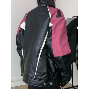 秋冬美式vintage赛车服男皮夹克设计感痞帅机车PU皮外套图片