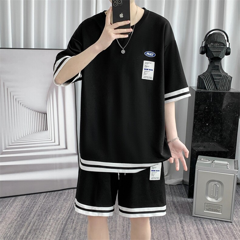 夏季套装潮牌冰丝短袖短裤两件套TZ559P50,男装休闲套装,电商A309