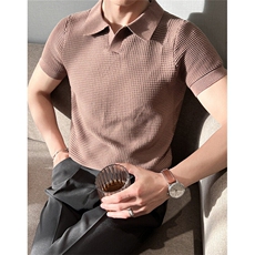 男士薄款针织冰麻短袖t恤夏季青年修身POLO衫帅气商务潮M902，男装Polo衫，星座1116A-2（原606A-1）