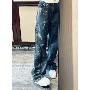 【网图有货】喷墨扎染牛仔裤男夏季美式复古裤子-NZK56LL-特P48图片