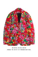 XF9035/P65春装新款东北大花西服男女风个性宽松花上衣外套，男装西服，电商A141