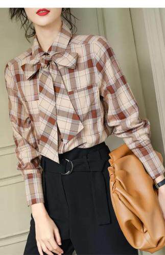 现货供应格子衬衫，女装衬衫，蒙娜迪妮