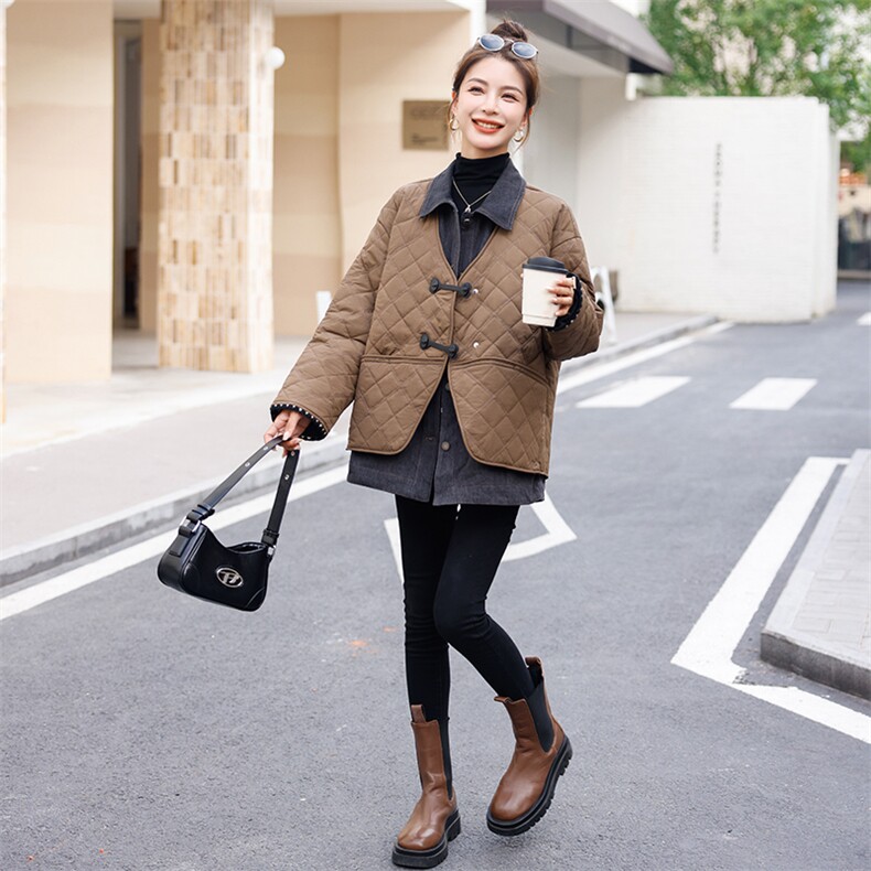 棉衣女中长款2023秋冬季新款拼接假两件,女装棉衣/棉服,秋水欣儿
