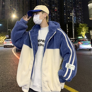 美式休闲情侣装羊羔绒外套冬季棉服棉袄连帽棉衣男款 W6524-P60图片