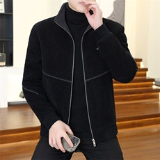 直播秋冬金貂绒立领毛呢大衣短款夹克外套上衣男D31P145控238，男装毛呢大衣，电商B226-2（原B217-2）