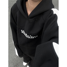 秋季新款连帽卫衣男宽松休闲拼色钢印外套中性衣服W120-P65控98，女装短外套，星座209-2