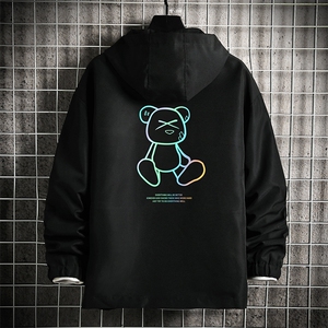 JK65139-P45 连帽夹克男大码胖子棒球服上衣外套 网格挂拍图片