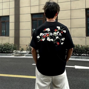 万针全刺绣工艺 高品质260克双纱纯棉美式高街短袖T恤 特P33图片
