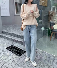秋季新款舒适显瘦时尚百搭深U领两件套羊毛衫，女装羊毛衫，恒恩羊绒