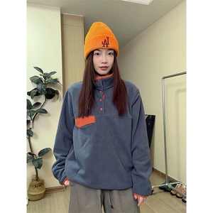 高品 秋冬户外立领保暖撞色抓绒衣男女摇粒绒宽松卫衣 A1122-P85图片