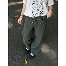 【高质量现货特批48】男女秋冬刺绣水洗棉休闲裤610A-3185，男装休闲裤，星座610A