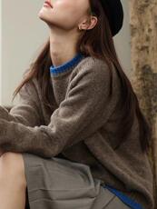 2025年秋季长袖长袖圆领时尚百搭通勤简约休闲加厚，女装针织衫/毛衣，佑昭祥羊绒