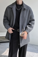 秋冬新款韩版呢料大衣外套男休闲百搭中长款风衣-A1003P95控128，男装风衣，电商B241