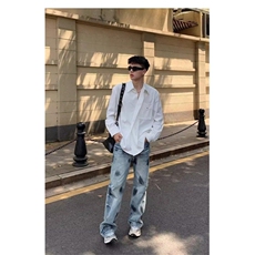 AK1683-P50韩版潮流新款宽松休闲百搭直筒牛仔裤，男装牛仔裤，星座617A-2