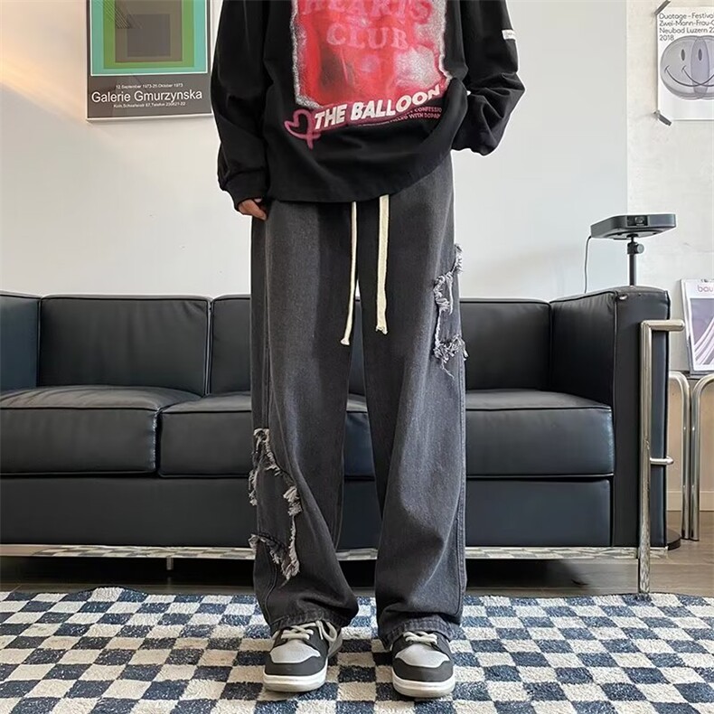 牛仔裤男秋季潮大码休闲裤子高街XK5002P42图片
