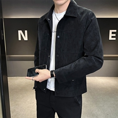 2025新款秋季男士外套翻领高端麂皮夹克上衣服A313-5889-P145，男装夹克，电商A313