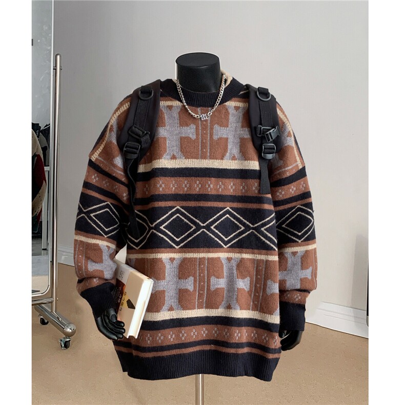 假模风圣诞圆领加厚毛衣套头风外贸大码男装羊毛衫休闲针织衫，男装针织衫/毛衣，星座909-2（原星座717-2）