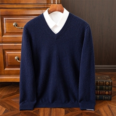 秋冬新款男士V领衫简约休闲百搭保暖毛衣高品质舒适面料，男装羊绒套衫，狄美羊绒