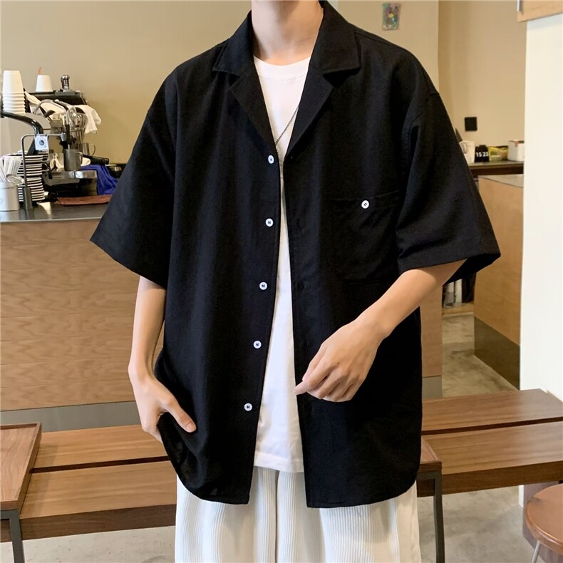 衬衫男短袖韩版潮流痞子帅气百搭宽松2024夏季ins外套CY866-P32,男装衬衫,星座412-3