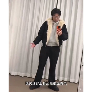 现货高品质美式高街冬季重磅硬挺短款座山雕毛领棉衣男女加厚外套图片