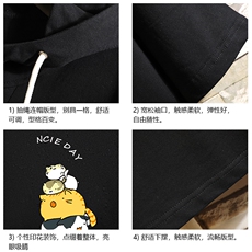 LD54092-P45连帽短袖t恤男大码胖子带帽五分袖中袖砖墙挂拍，男装T恤，电商A040A