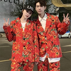 RS1网红同款高质量大码单上衣西装西服婚庆表演出团队服新中式潮，男装西服套装，星座115A(原星座507）
