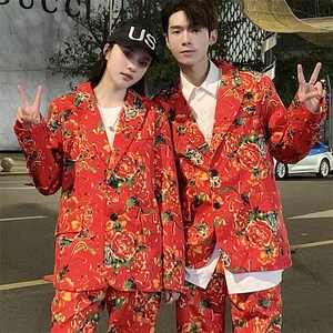 RS1网红同款高质量大码单上衣西装西服婚庆表演出团队服新中式潮图片