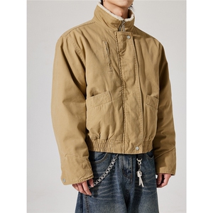 M6031-P113 冬季美式复古巴恩风立领飞行夹克棉服男短款宽松图片