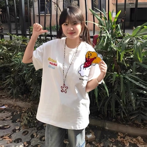 万针全刺绣工艺抖音得物高品质260克重磅纯棉双纱美式高街短袖T恤图片