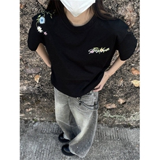 MEDM花卉印花短袖男款夏季美式高街小领口t恤高级感痞帅潮牌半袖，男装T恤，电商B380（原B361）