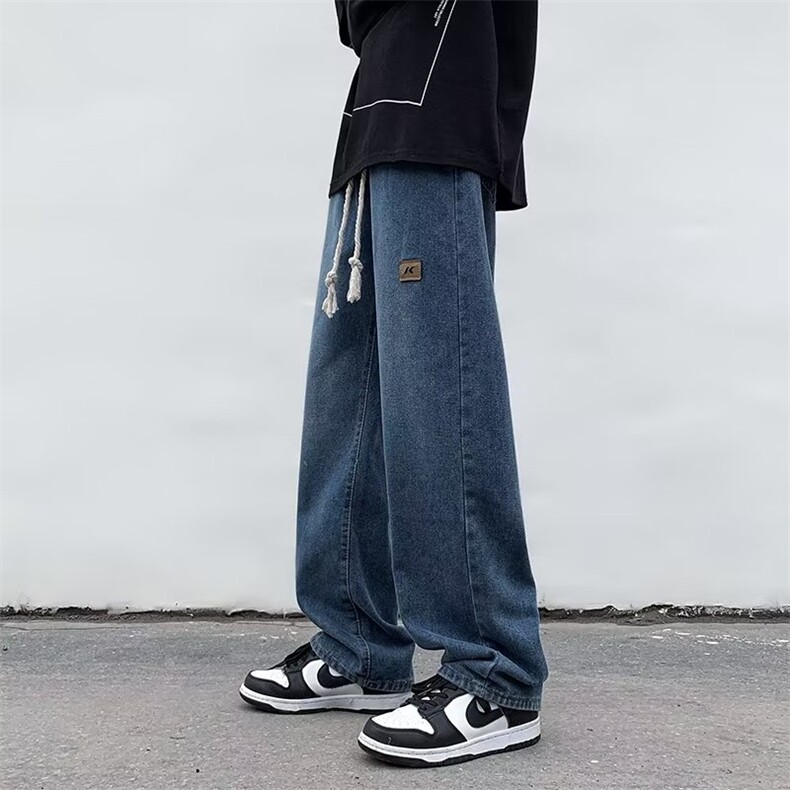 美式复古裤子潮牌高街vibe牛仔裤男宽松直筒阔腿裤春季9903-p48,男装牛仔裤,星座1008
