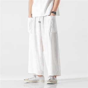 夏季 大码风棉麻亚麻休闲哈伦透气直筒阔腿裤汉服 K132/P75图片
