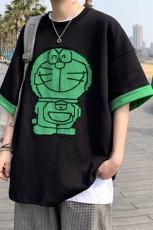 XZ213-21D03-P25控38港风大码叮当猫印花质感透气短袖圆领T恤，男装T恤，星座213