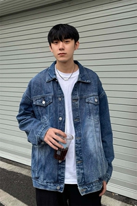 2025春款港风男士复古水洗宽松休闲牛仔夹克外套JK03-P78-控108图片