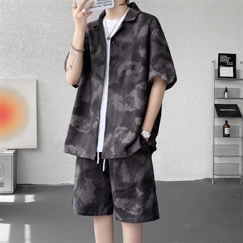 ！2026夏季新款男士短袖衬衫套装泡泡格衬衣一套CSTZ002特P55,男装衬衫,电商B220