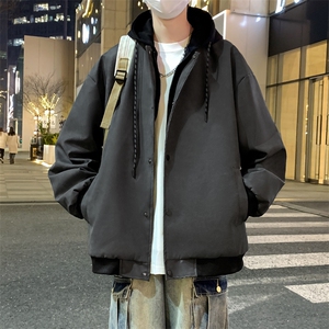 现货2026春秋款潮男假两件连帽皮衣夹克外套 A436-D216-P80图片