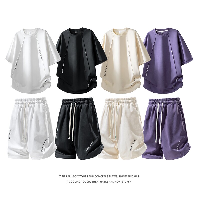 【现货】夏季潮牌青少年短袖t恤短裤套装TZ888118特P45控88，男装牛仔裤，电商A309